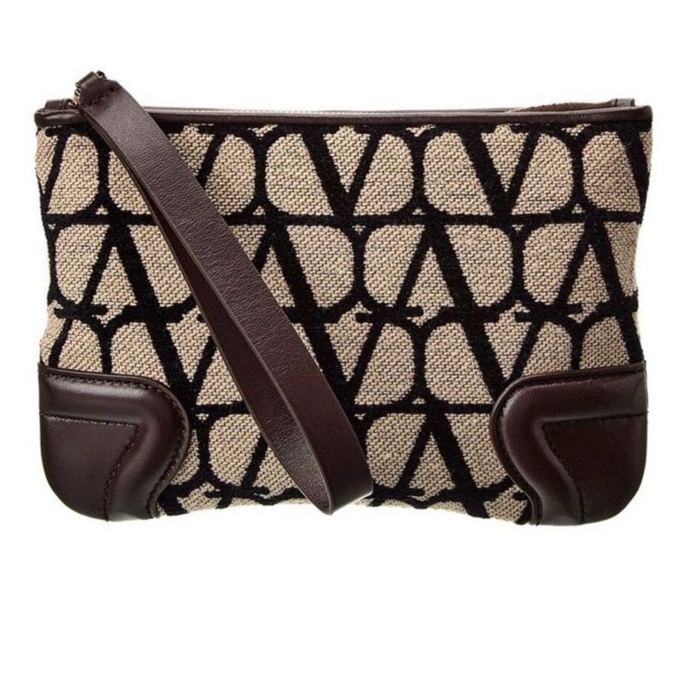 Valentino Toile Iconographe Canvas & Leather Pouch